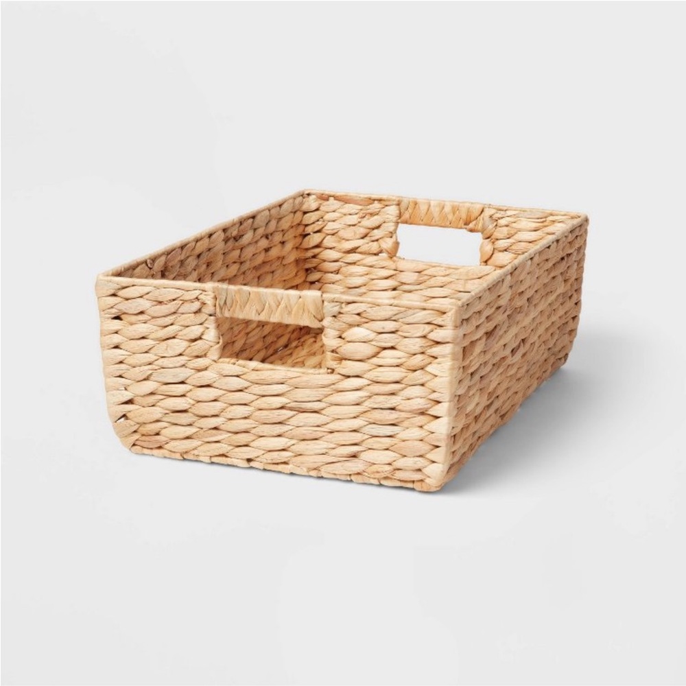 BRIGHTROOM NEW Woven Water Hyacinth Folio Bin -natural -13”
